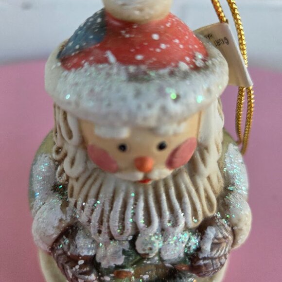 VTG Ceramic Santa Claus and Wreath Bell Ornament- Christmas Santa Bell Ornament - Picture 7 of 7